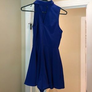 Blue High Neck Romper